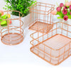 Wire Storage Basket Bin Organizer Holder for Kithen Bathroom Rose Gold L