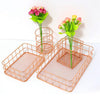 Wire Storage Basket Bin Organizer Holder for Kithen Bathroom Rose Gold L