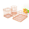 Wire Storage Basket Bin Organizer Holder for Kithen Bathroom Rose Gold L