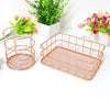 Wire Storage Basket Bin Organizer Holder for Kithen Bathroom Rose Gold L