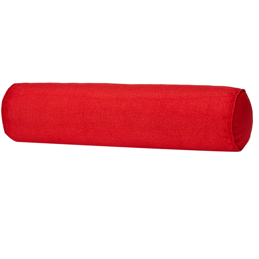 Solid Color Cotton Linen Cylindrical Lumbar Support Pillow Bright Red