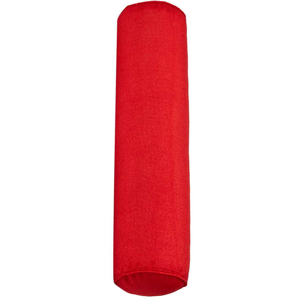 Solid Color Cotton Linen Cylindrical Lumbar Support Pillow Bright Red