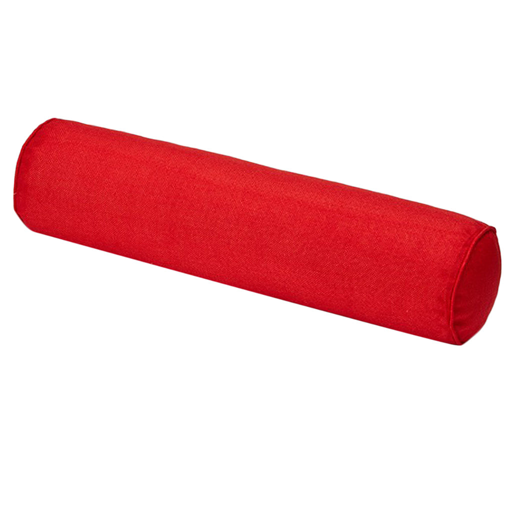 Solid Color Cotton Linen Cylindrical Lumbar Support Pillow Bright Red