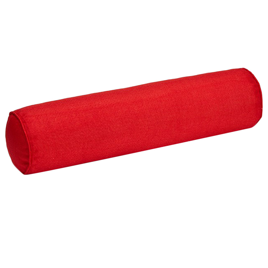 Solid Color Cotton Linen Cylindrical Lumbar Support Pillow Bright Red