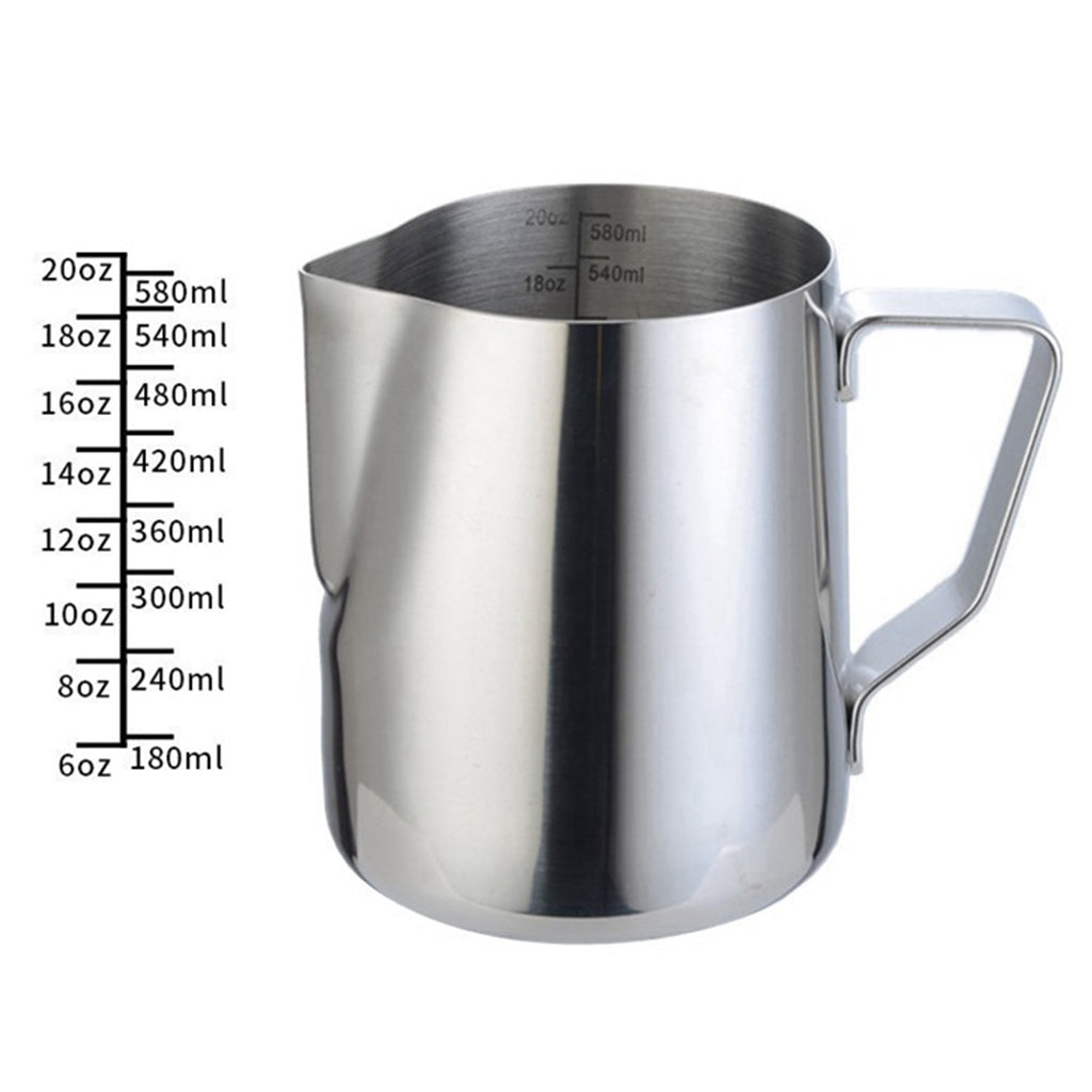 Milk Frothing Pitcher for Latte Art Stainless Steel Coffee Foaming Jug 600ml