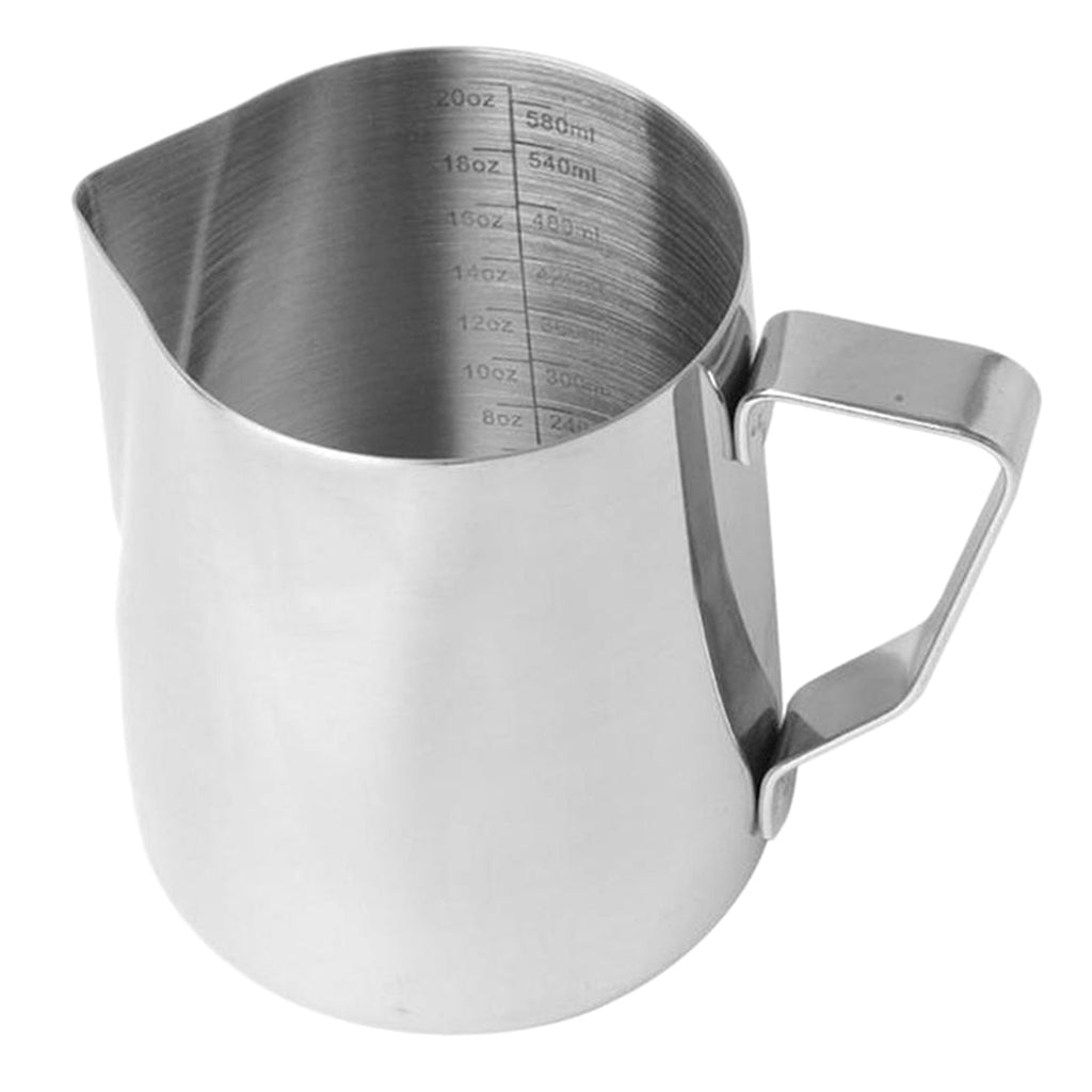 Milk Frothing Pitcher for Latte Art Stainless Steel Coffee Foaming Jug 600ml