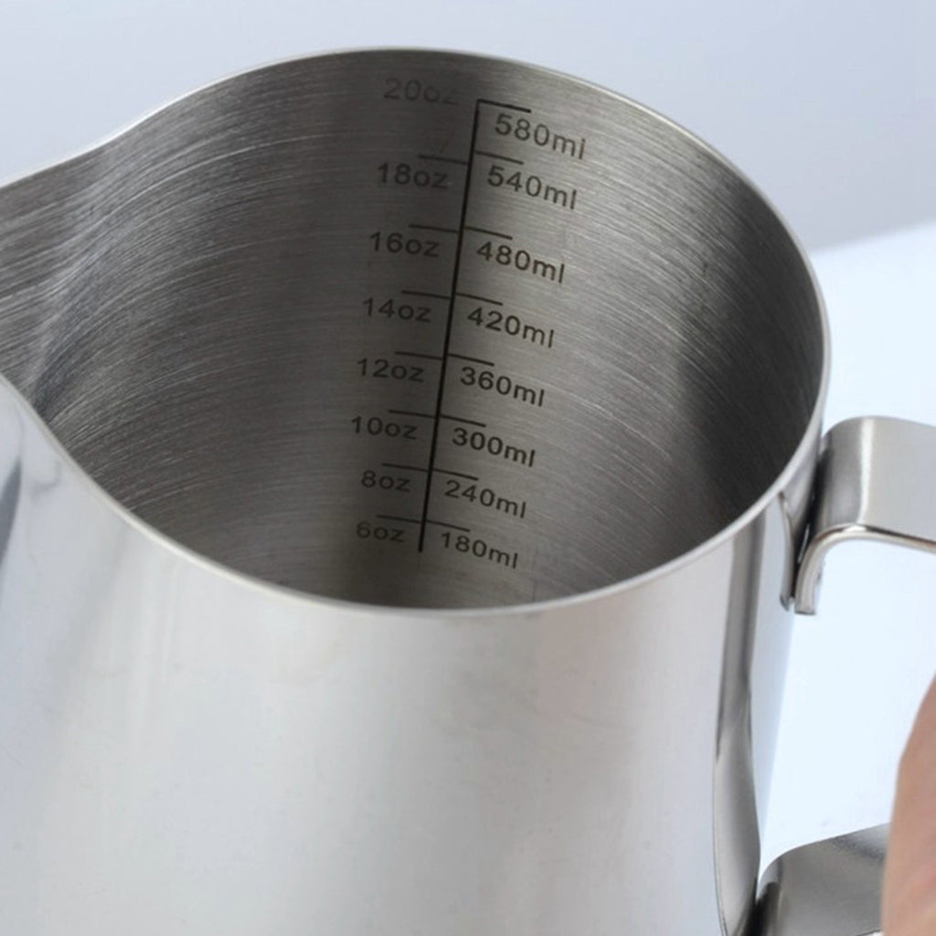 Milk Frothing Pitcher for Latte Art Stainless Steel Coffee Foaming Jug 600ml