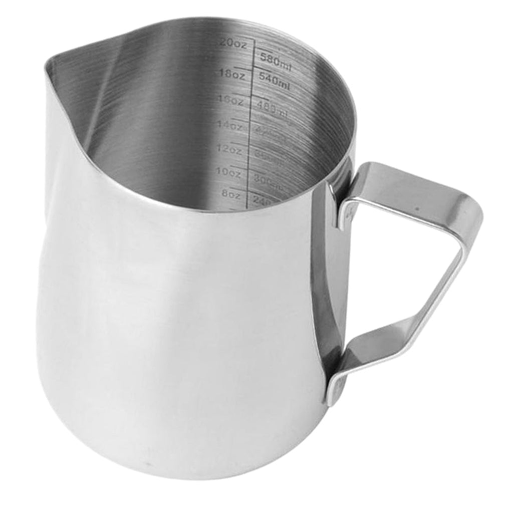 Milk Frothing Pitcher for Latte Art Stainless Steel Coffee Foaming Jug 600ml