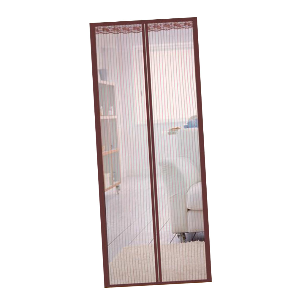 Screen Door Curtain Summer Door Curtain Mosquito Curtain -Coffee 85x210cm