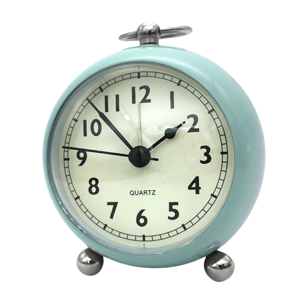 Silent Bedside quartz clock Table Alarm Clock with Nigth Light Blue