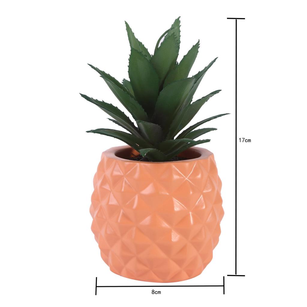 Resin Tabletop Potted Plant for Fake Pineapple Plant Rose Red