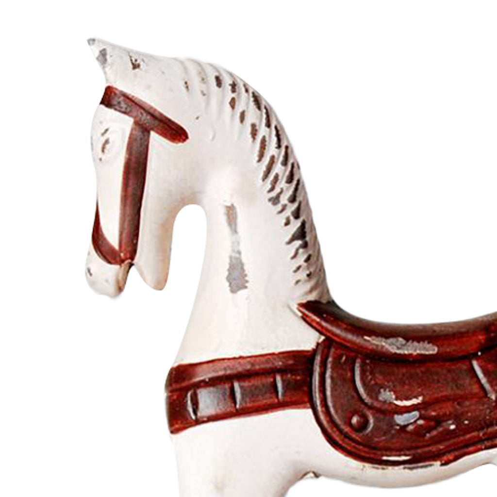 Mini Wooden Rocking Horse Kids Toys Desktop Ornament Warm White