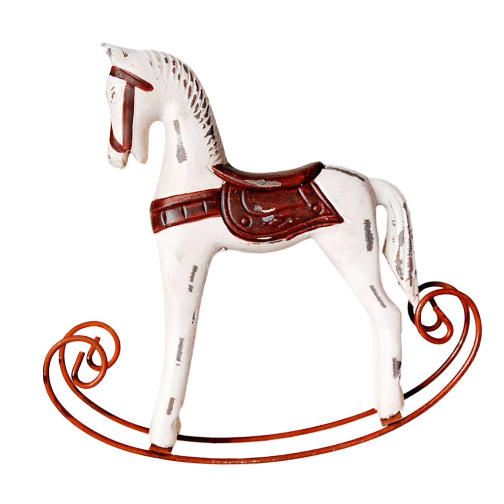 Mini Wooden Rocking Horse Kids Toys Desktop Ornament Warm White