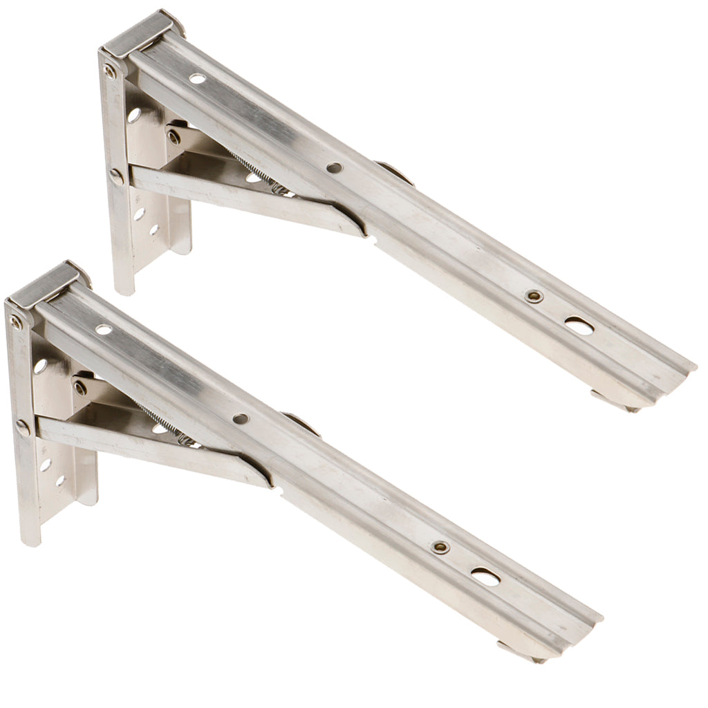 2 Pieces Folding Movable Triangle Shelving Bracket Spring Bracket 10 Inch