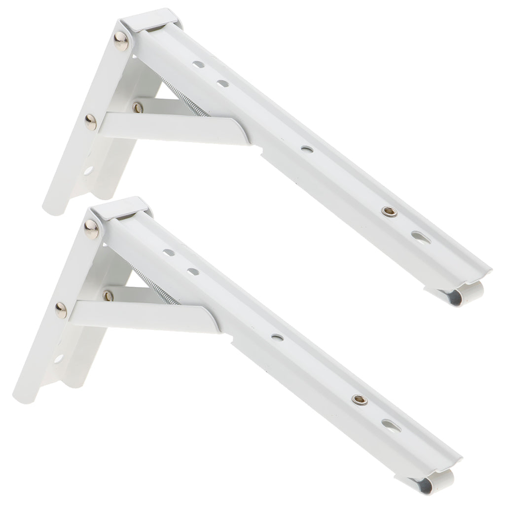 White Paint Foldable L Shape Wall Mount Shelf Bracket Hanging Holder Size 1