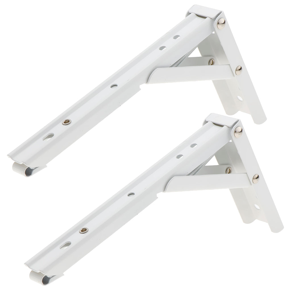 White Paint Foldable L Shape Wall Mount Shelf Bracket Hanging Holder Size 1