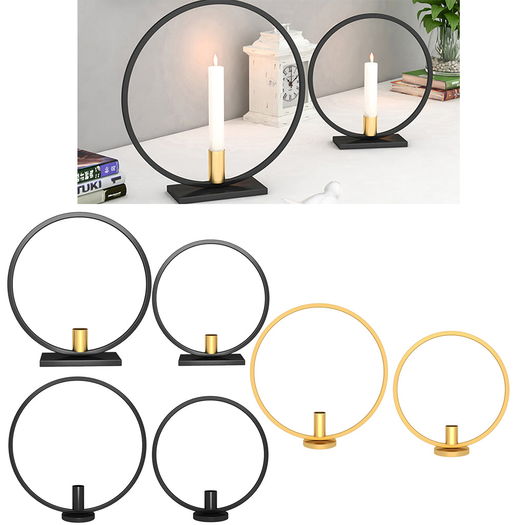 Iron Geometric Candlestick Decorative Candle Holders Centerpiece Black-S