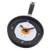 Creative Pan with Fried Egg Shape Wall Clock for Kitchen Bedroom Black