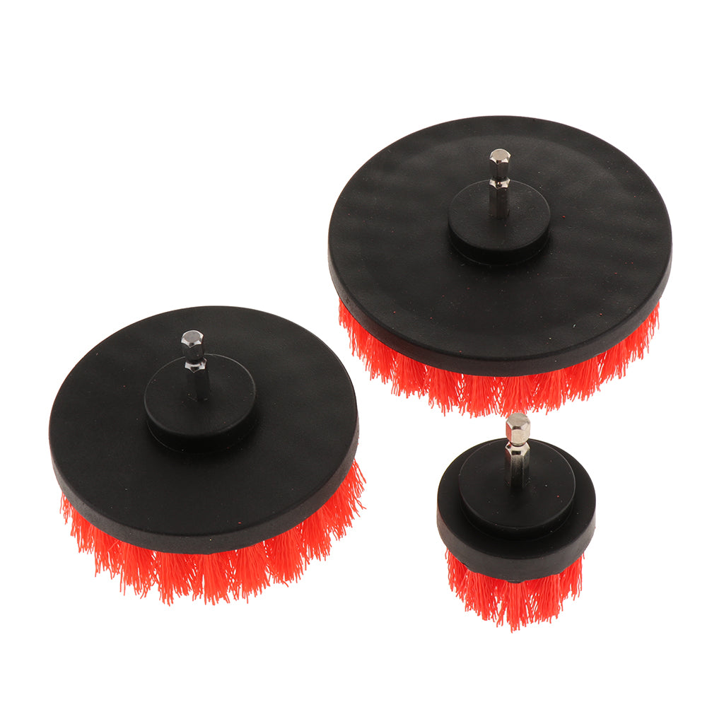 3PCS 2/4/5inch Tile Grout Cleaning Drill brush Scrub Brush Drill Kit  Red