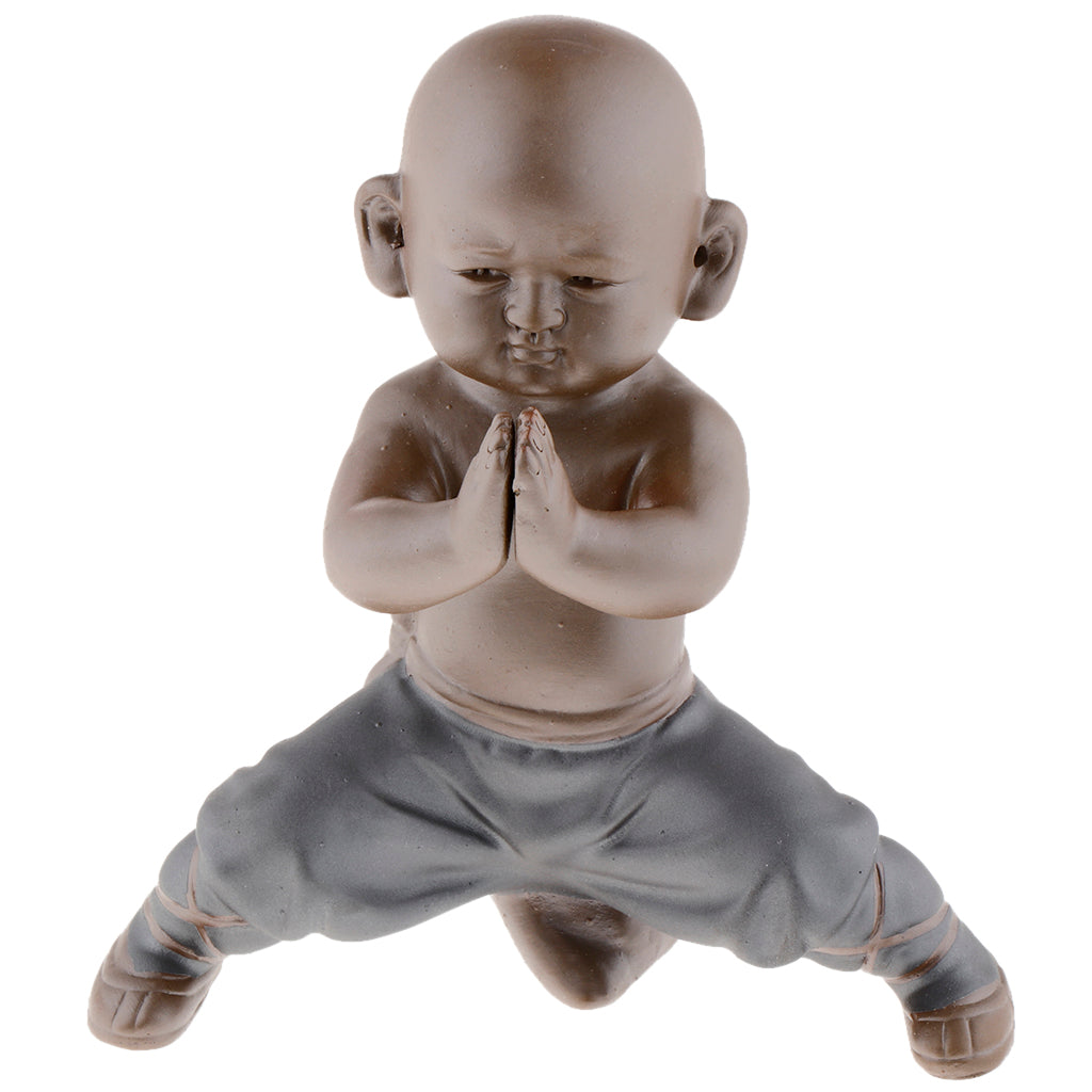 Ceramic Small Buddha Statue kung fu Monk Figurine Tea pet Ornaments  Style-4