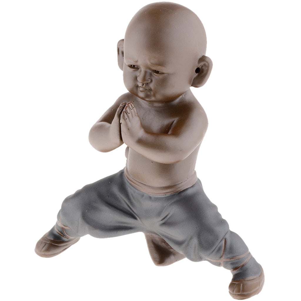 Ceramic Small Buddha Statue kung fu Monk Figurine Tea pet Ornaments  Style-4