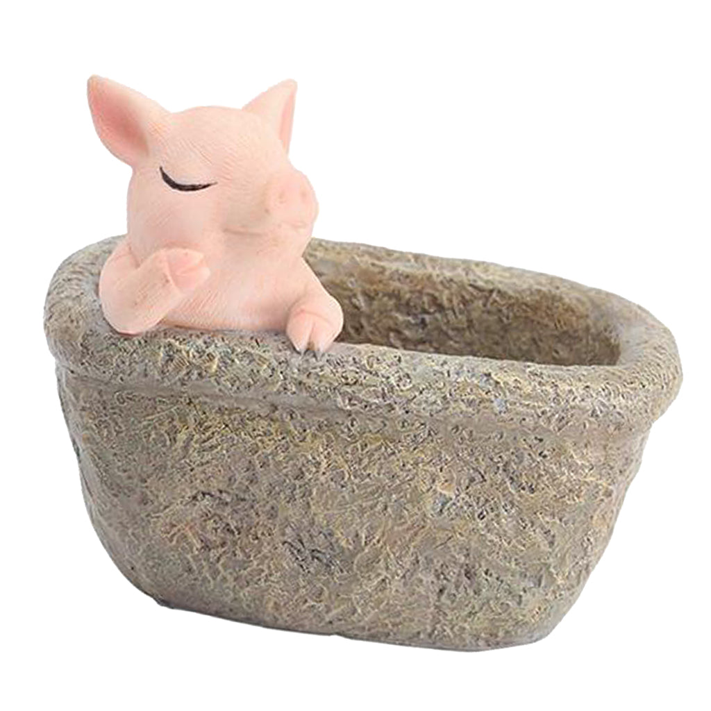 Pig Planter Flower Pot Succulent Planter Flowerpot Decor for Home Office Thinking Pig