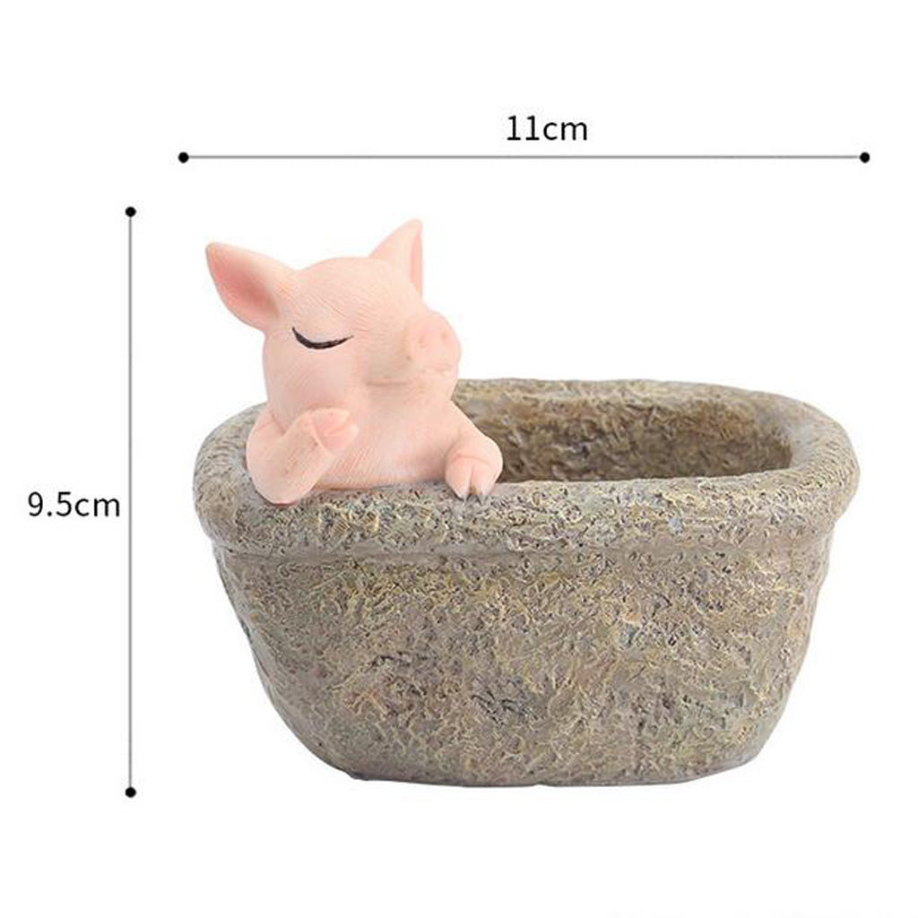 Pig Planter Flower Pot Succulent Planter Flowerpot Decor for Home Office Thinking Pig