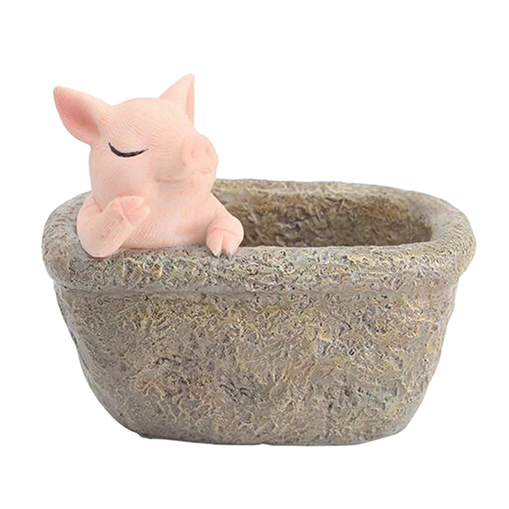 Pig Planter Flower Pot Succulent Planter Flowerpot Decor for Home Office Thinking Pig