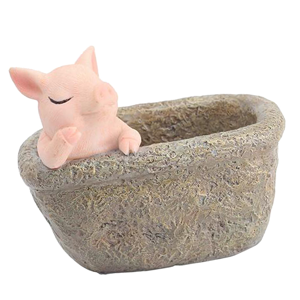 Pig Planter Flower Pot Succulent Planter Flowerpot Decor for Home Office Thinking Pig