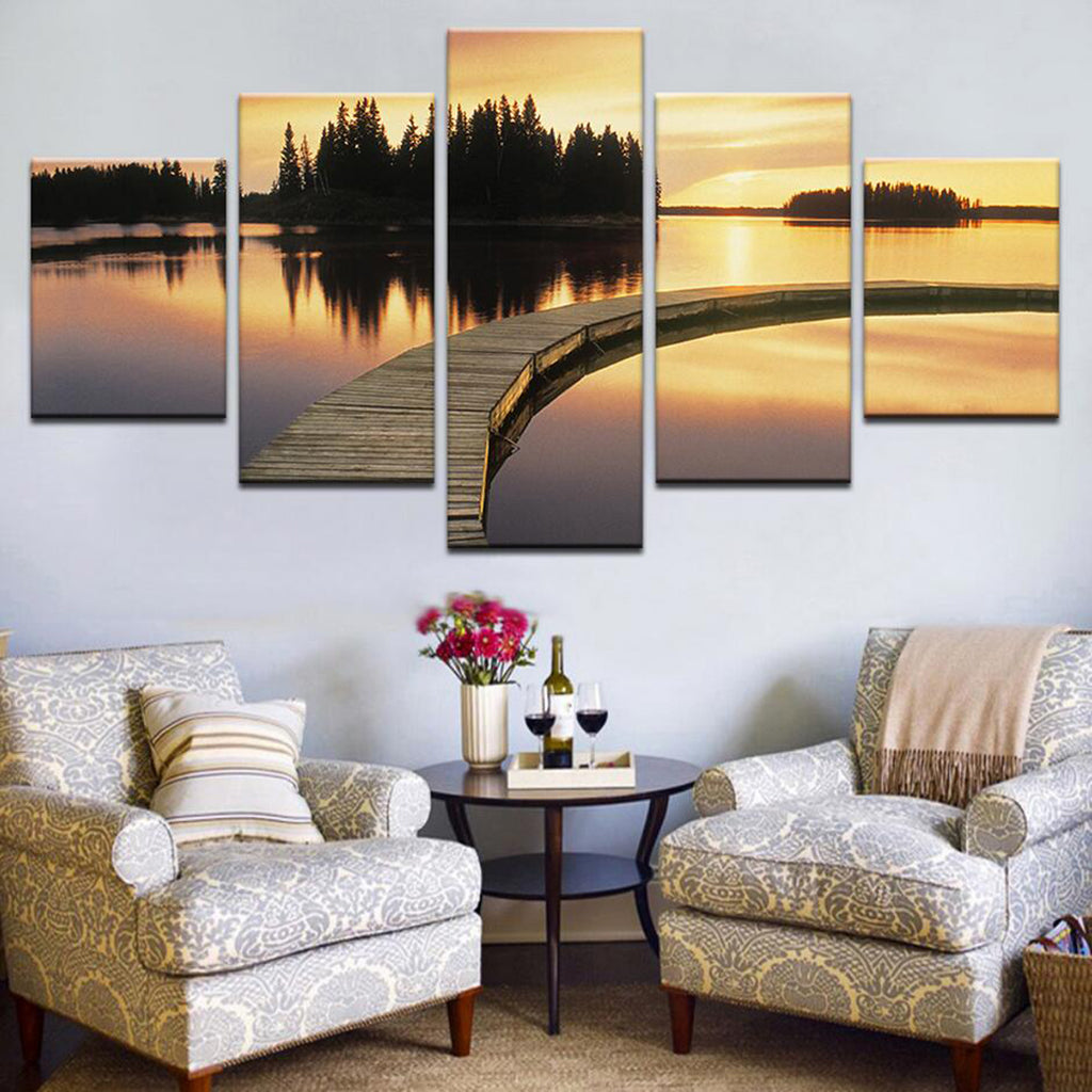 HD 5 Panels Modern Style Canvas Paintings Wall Art Decor for Home Sunset