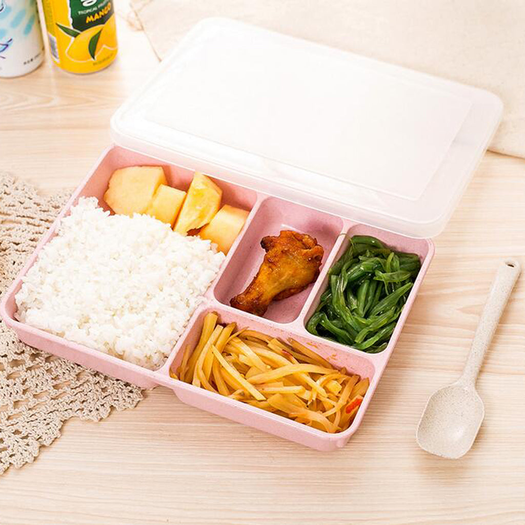 Food Container Lunchbox Bento Box Lunch Container 4-Compartment Pink