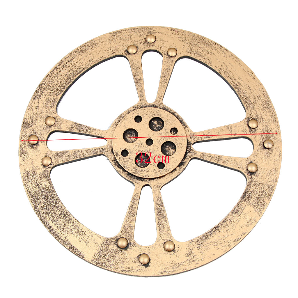 Wooden Gear Wall Art Industrial Style Shabby Chic Wall Decor 32cm Gold