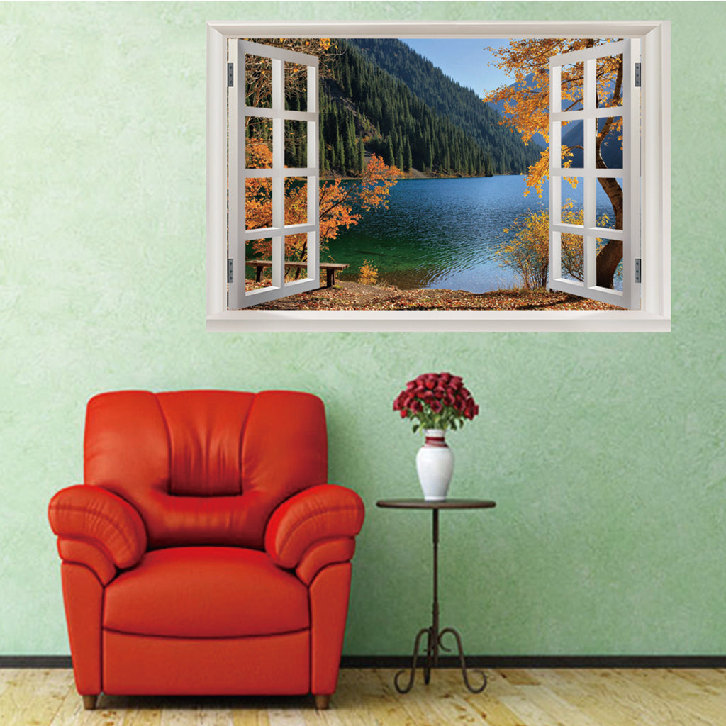 3D Window View Scenery Wall Stickers Vinyl Art Mural Decal Home Room Decor D