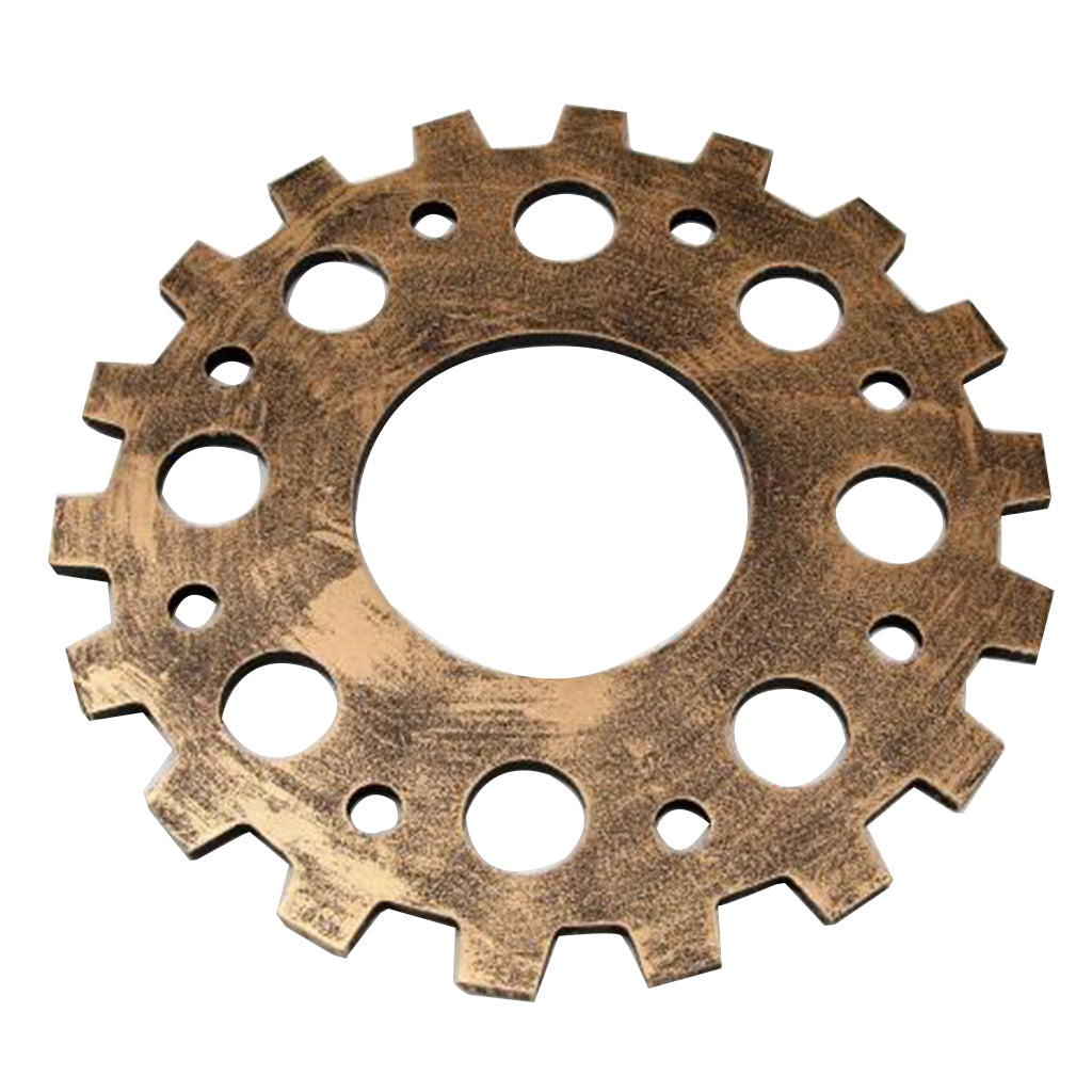 Wooden Gear Wall Art Industrial Style Shabby Chic Wall Decor 32cm Gold