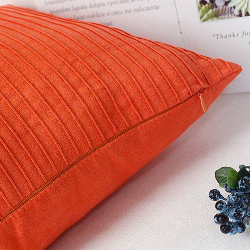 Suede Square Throw Pillow Case Sofa Bed Waist Cushion Cover Orange 60cm