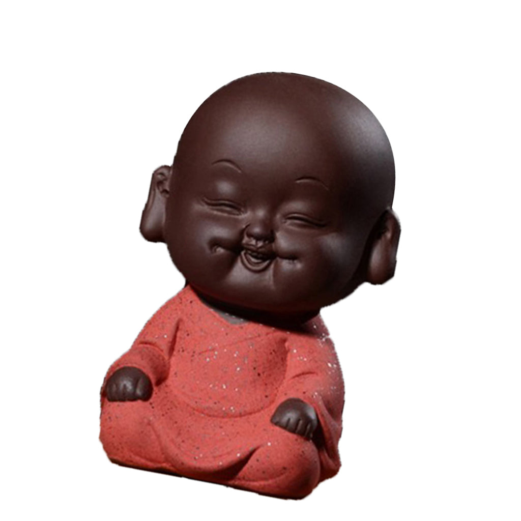 Small Mini Buddha Statue Monk Figurine Tea pet Decorative Ornaments Red