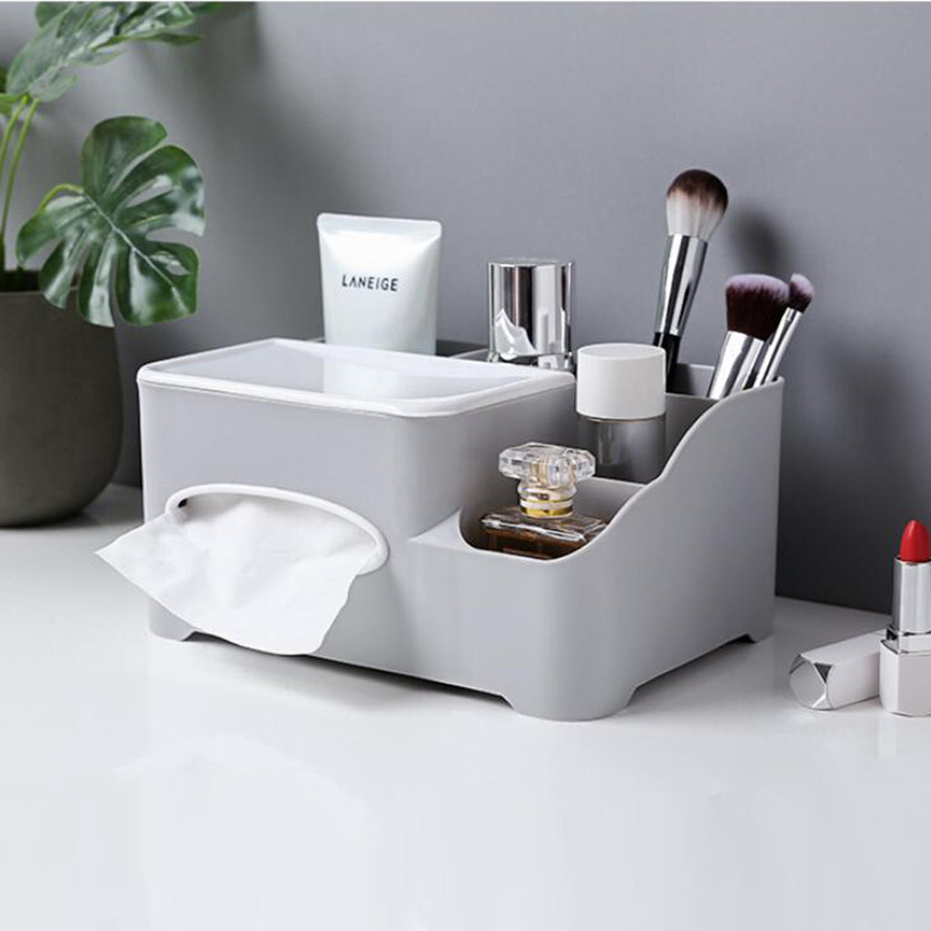 Modern Fashion Tissue Box Plastic Holder Desktop Sundries Organizer Grey