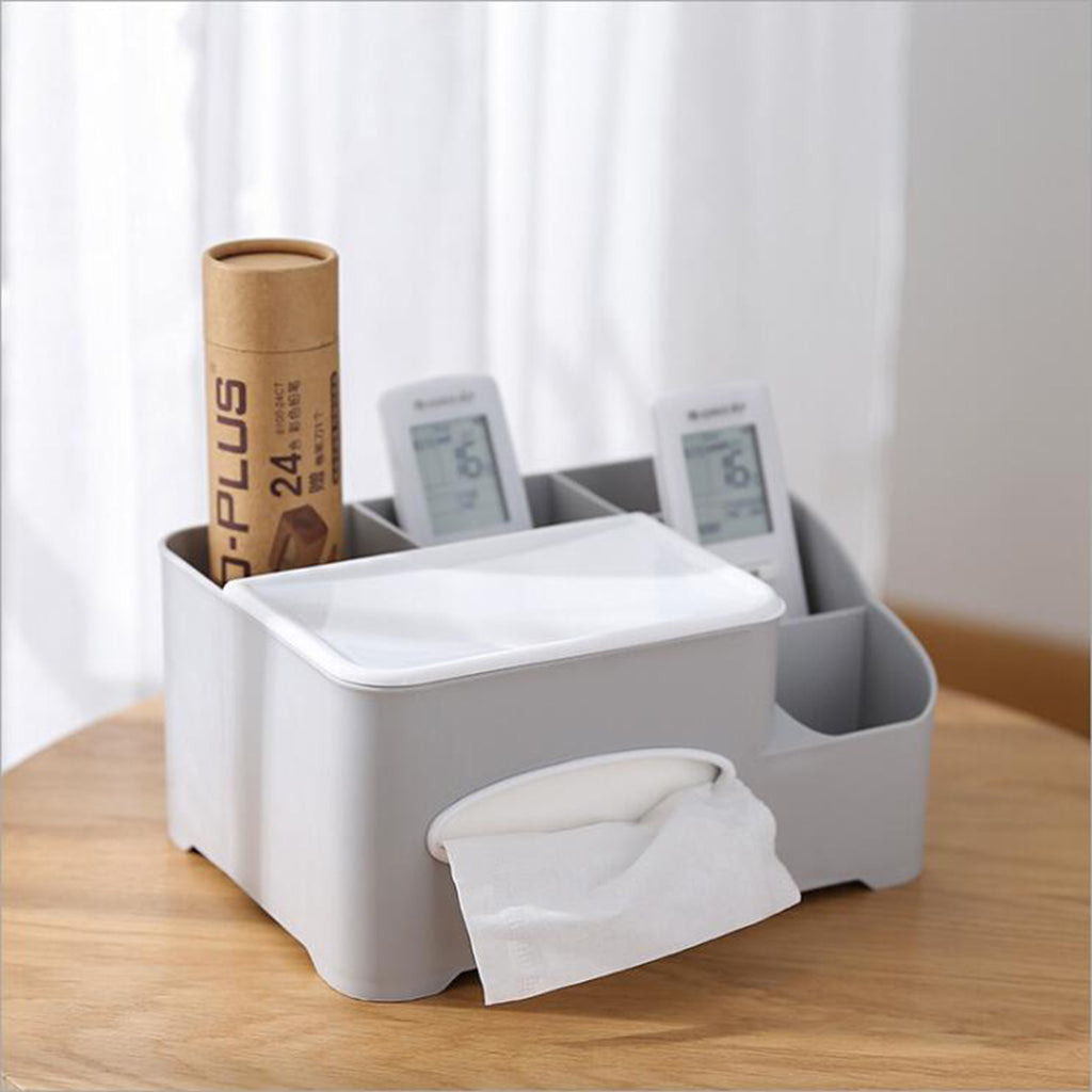 Modern Fashion Tissue Box Plastic Holder Desktop Sundries Organizer Grey