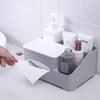 Modern Fashion Tissue Box Plastic Holder Desktop Sundries Organizer Grey