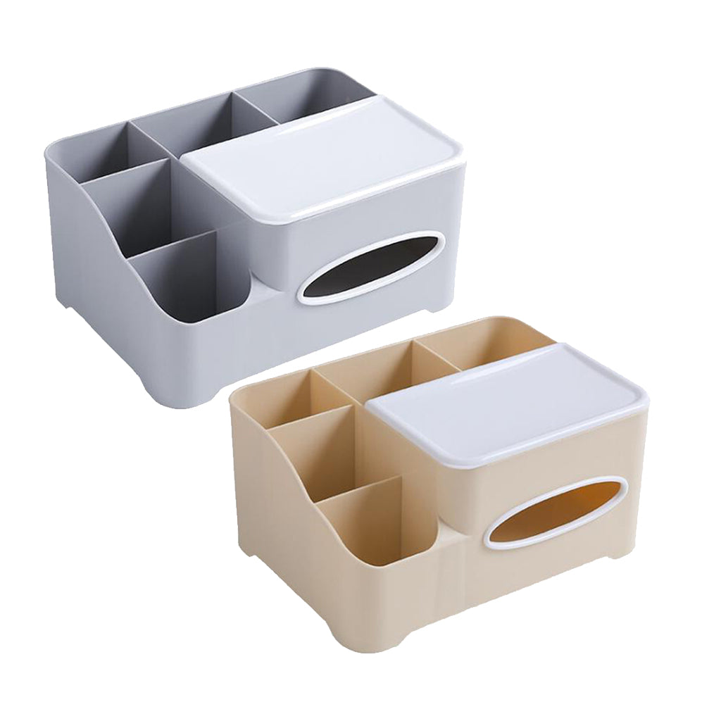 Modern Fashion Tissue Box Plastic Holder Desktop Sundries Organizer Grey