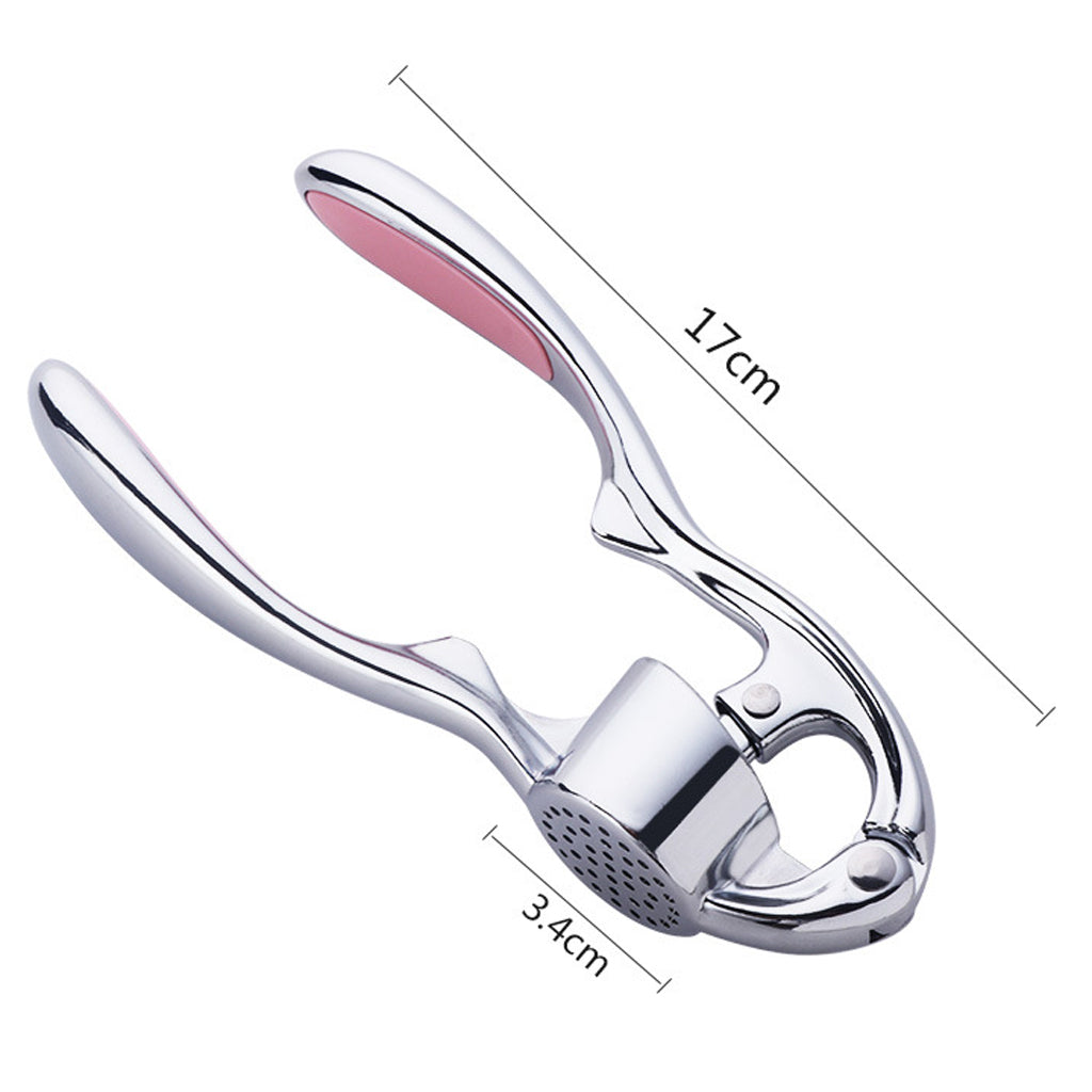 Zinc Alloy Manual Garlic Press Multifunctional Ginger Squeezer Masher Pink