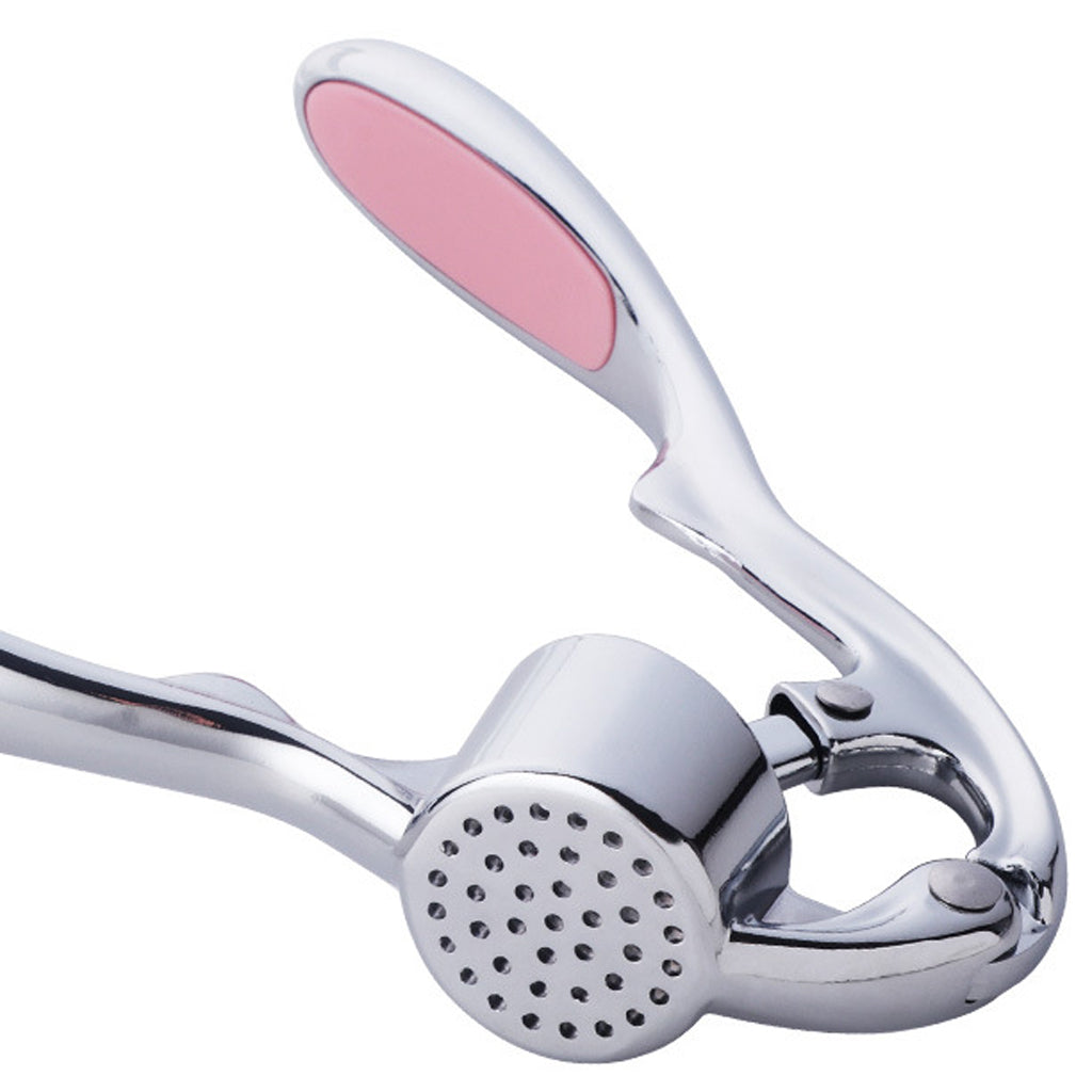 Zinc Alloy Manual Garlic Press Multifunctional Ginger Squeezer Masher Pink