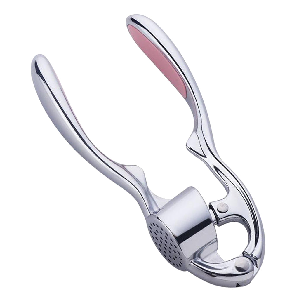 Zinc Alloy Manual Garlic Press Multifunctional Ginger Squeezer Masher Pink