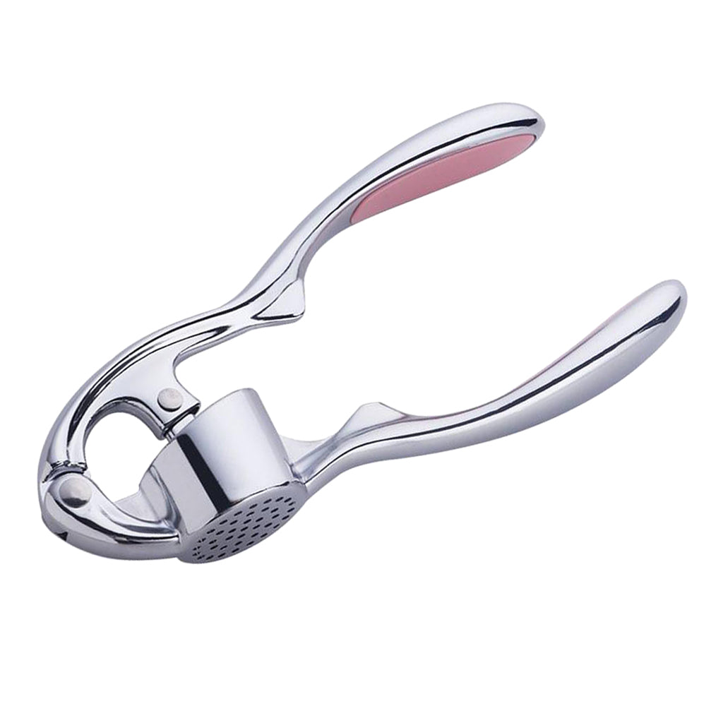 Zinc Alloy Manual Garlic Press Multifunctional Ginger Squeezer Masher Pink