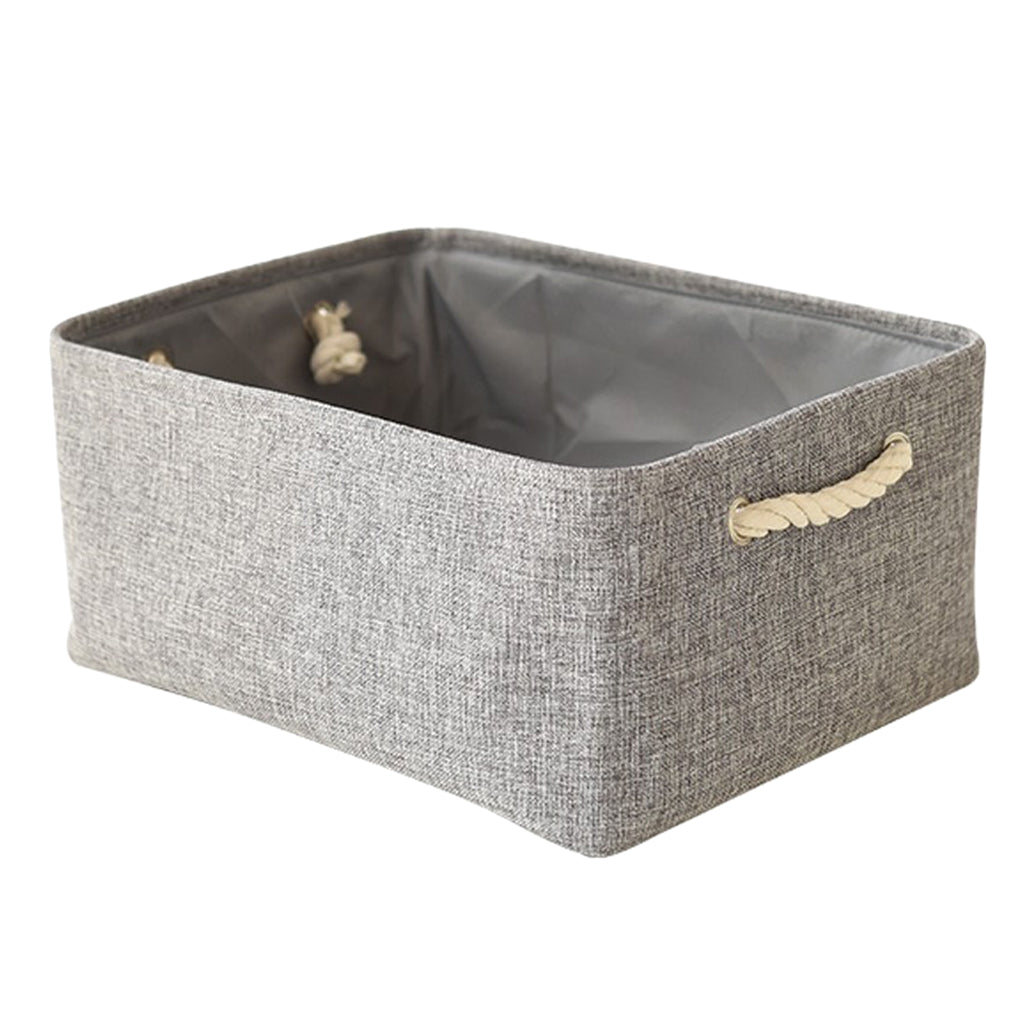 Collapsible Fabric Storage Basket Organizer Bin with Carry Handles Grey L