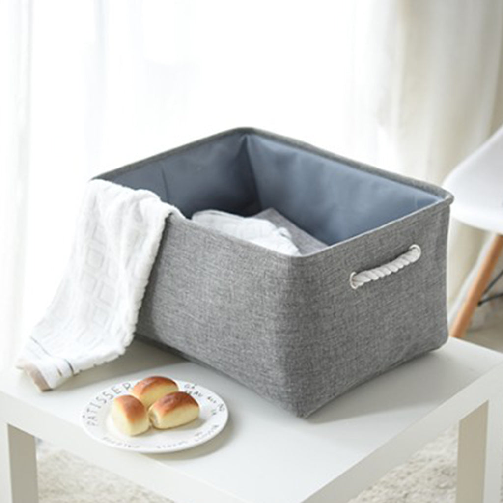 Collapsible Fabric Storage Basket Organizer Bin with Carry Handles Grey L