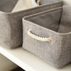 Collapsible Fabric Storage Basket Organizer Bin with Carry Handles Grey L