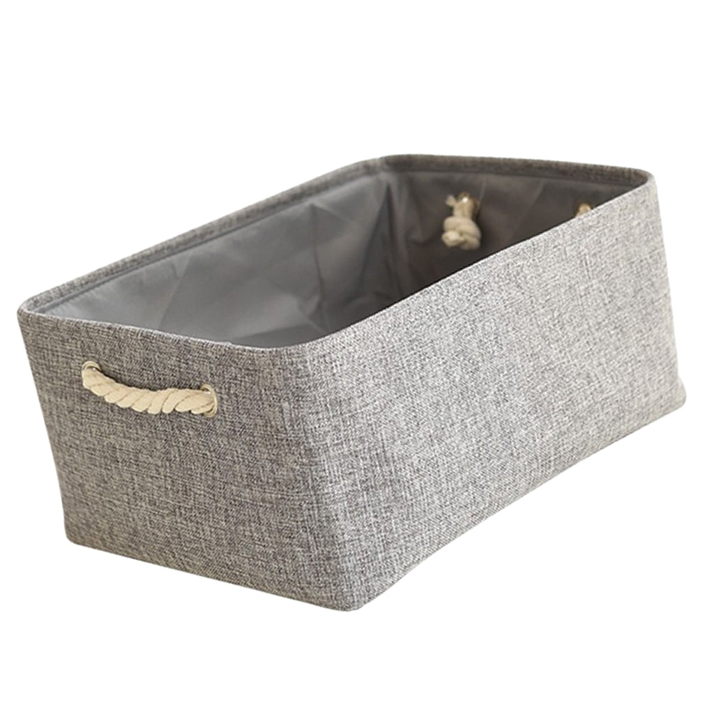 Collapsible Fabric Storage Basket Organizer Bin with Carry Handles Grey L