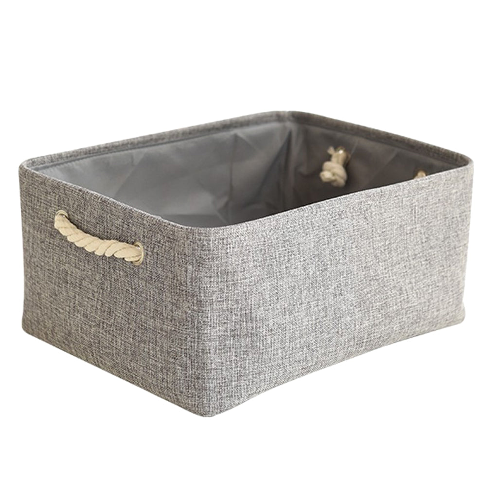 Collapsible Fabric Storage Basket Organizer Bin with Carry Handles Grey L