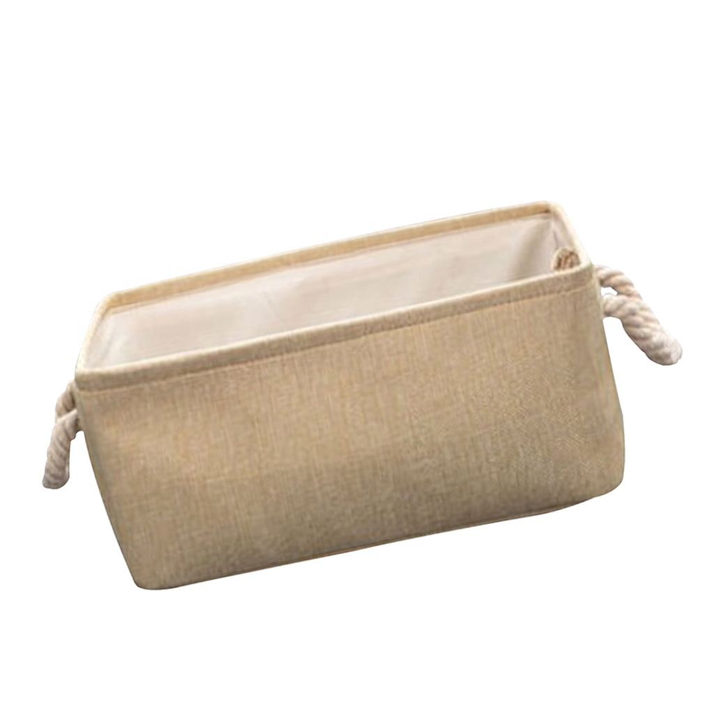 Collapsible Fabric Storage Basket Organizer Bin with Carry Handles Beige M